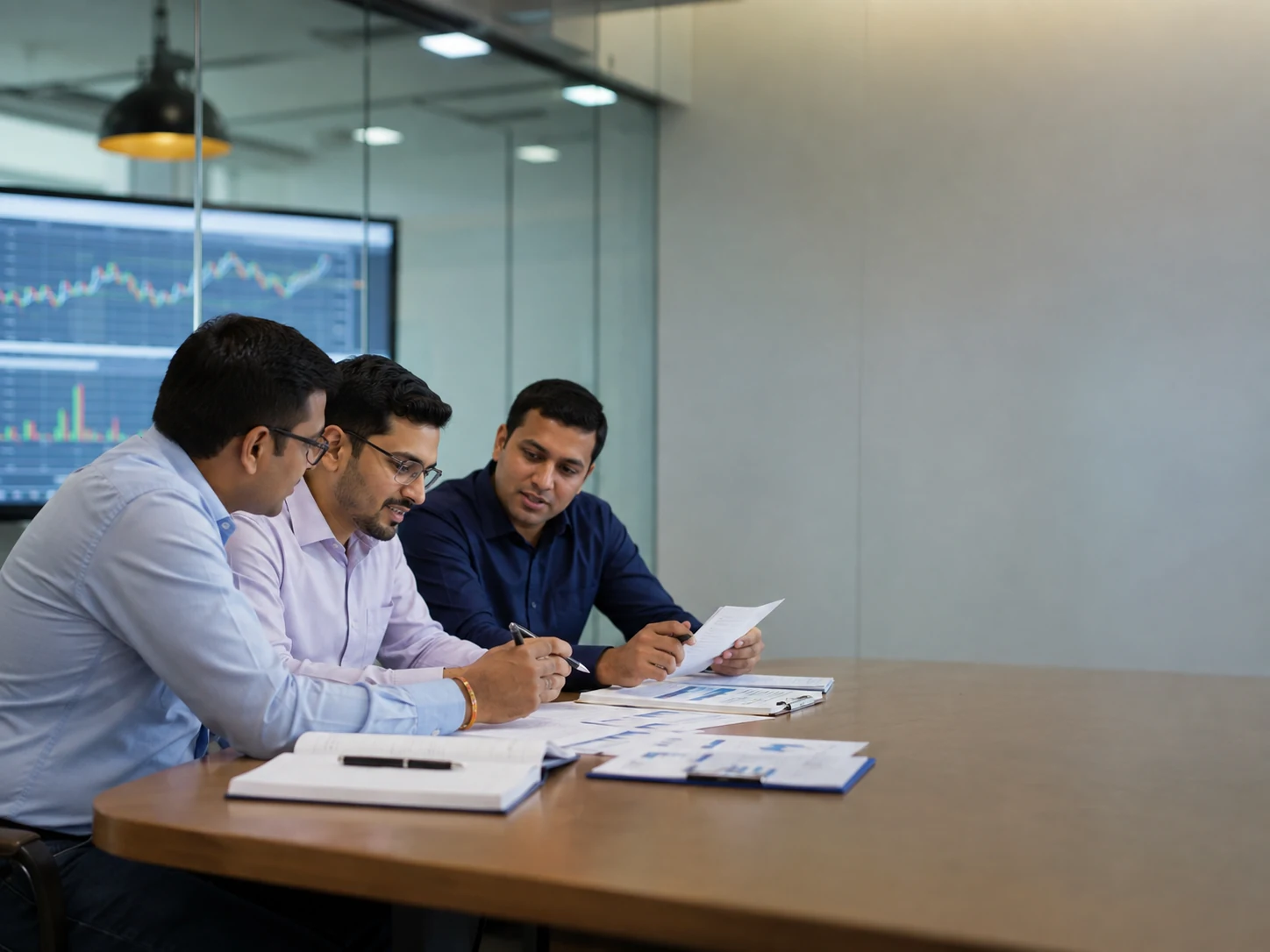 Illustrative research professionals reviewing a documented evidence and risk control workflow visual for Research services organised by market, horizon and complexity..